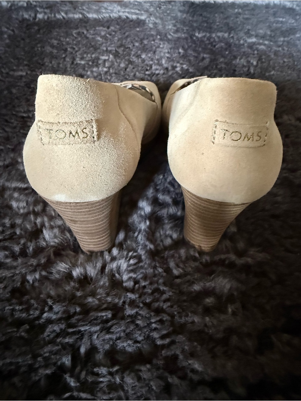TOMS Peep Toe Suede Wedges - Picture 3 of 4
